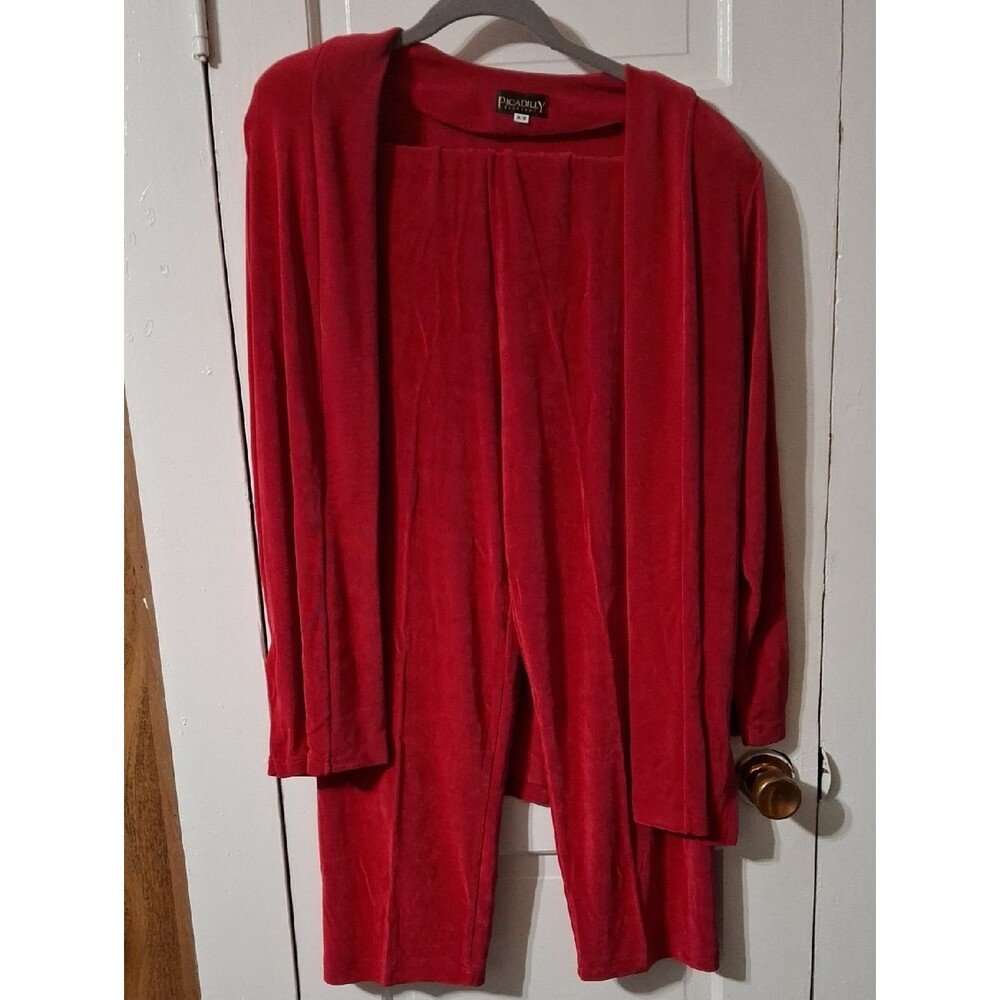 Picadilly Fashion Red Open-Front Velvet Cardigan (Mis216)